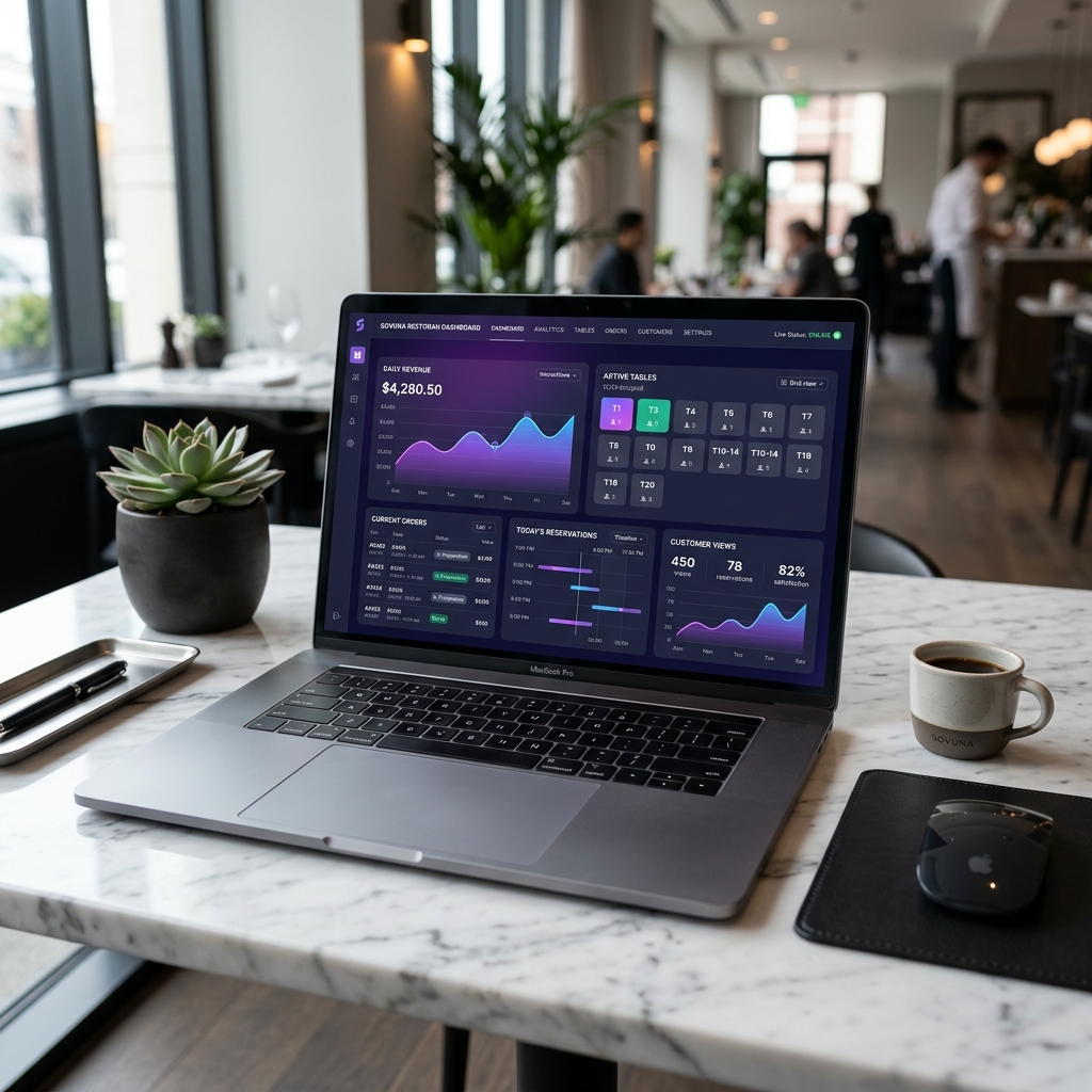 Sovuna Restoran Yönetim Paneli Laptop Görseli Mockup